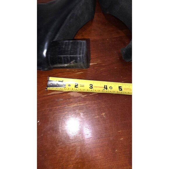 Stuart Weitzman Women's 7.5B Black Leather Square Toe Ankle Boots Chunky Heel - Picture 8 of 9